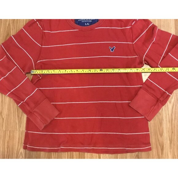 American Eagle Shirt Sweater Mens Lg Long Sleeve Vintage Fit Stripe Orange White - Picture 5 of 5